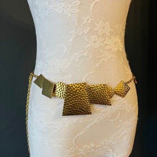 X-long Hammered Metal Chain Belt, Handmade, Chain Belt, High 