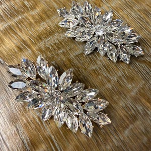 Large Rhinestone Brooch, Gold or Silver Base Diamante Pin 7cm x 3cm