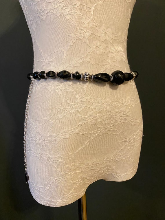 X-long Belt, Bead Belt, Black, Silver, Elegant Bead Belt  display picture 2