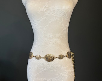 Antique Brass Disc Belt, Silver, Metal Disc Belt, Teen Sizes, Size 18”-60”, Plus Sizes, Fashion Accessory, Gift