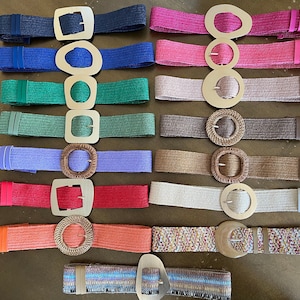 Boho Raffia Elasticated Belts,Fashionable Vintage Belts, Natural Raffia Belts,Sustainable Belts, 15 colours 8 Buckles,Eco Friendly Belts