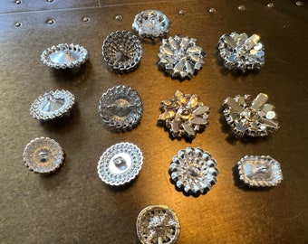 23mm Silver Diamante Button, Bridal Rhinestone Buttons, Fashion Buttons, Crystal  Buttons, Shank Buttons, Sewing Buttons 