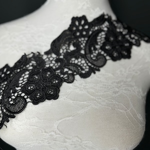 Pizzo a colonna, nero, pizzo, pizzo morbido, 10 cm (4") di larghezza, pizzo di qualità, abiti, abbigliamento, pizzo artigianale, top, abiti, lingerie