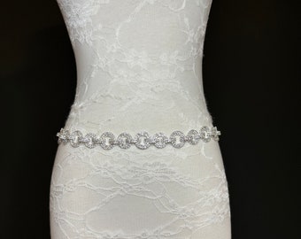 Cinturón de anillo de diamante de pedrería X-long, cinturón, tallas para adolescentes, tallas 18"-60", diseño de abanico, colección de abanicos, joya de metal plateado, accesorio de moda