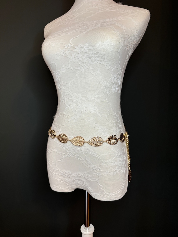 X-long Leaf Chain Belt, Metal Leaf Design, Swimwear, Dresses  display picture 1