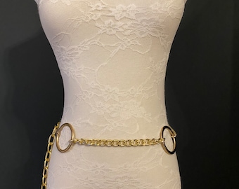 Gold Tone Multi Size Ring Chain Belt Adjustable Hook Clasp  display picture 2