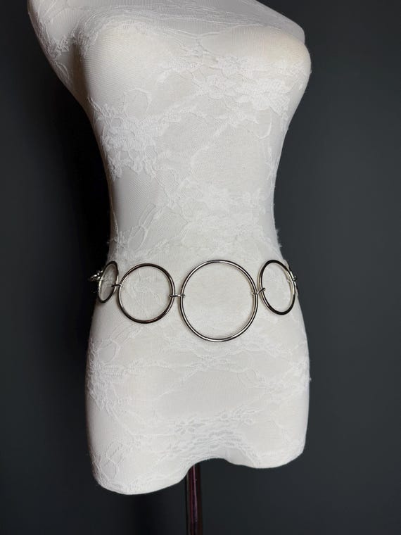 X-long Belt, Ring Belt, Chain Ring Belt, Silver Belt, Metal