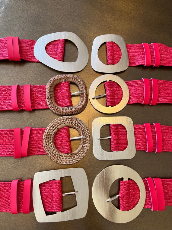 Red Raffia Boho Belt: Elasticated Vintage Style, UK 6-20 - Etsy display picture 3
