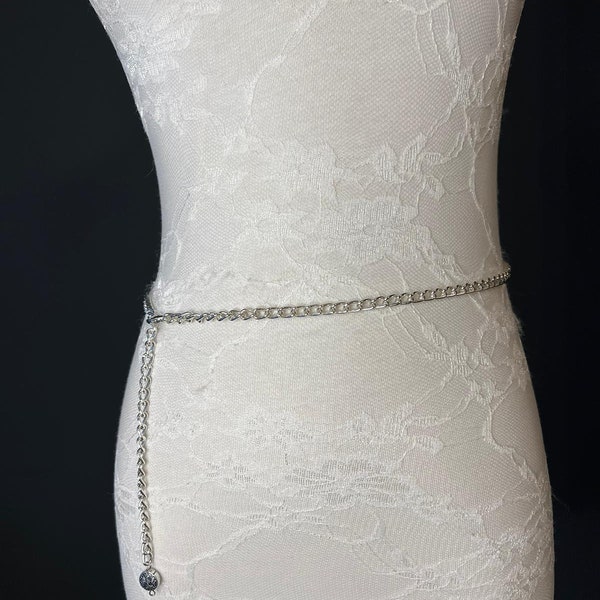 X-long Chain Belt, Silver Chain Belt, Fashion Belt, Fashion Accessory