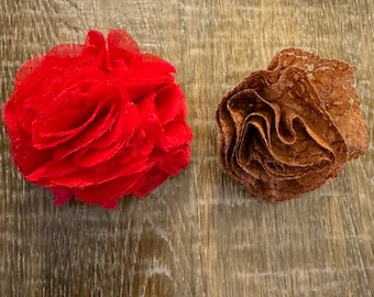 Corsage bloem, pin op bloem, corsage broche, kant corsage, rood, bruine roest, mode, FAN design