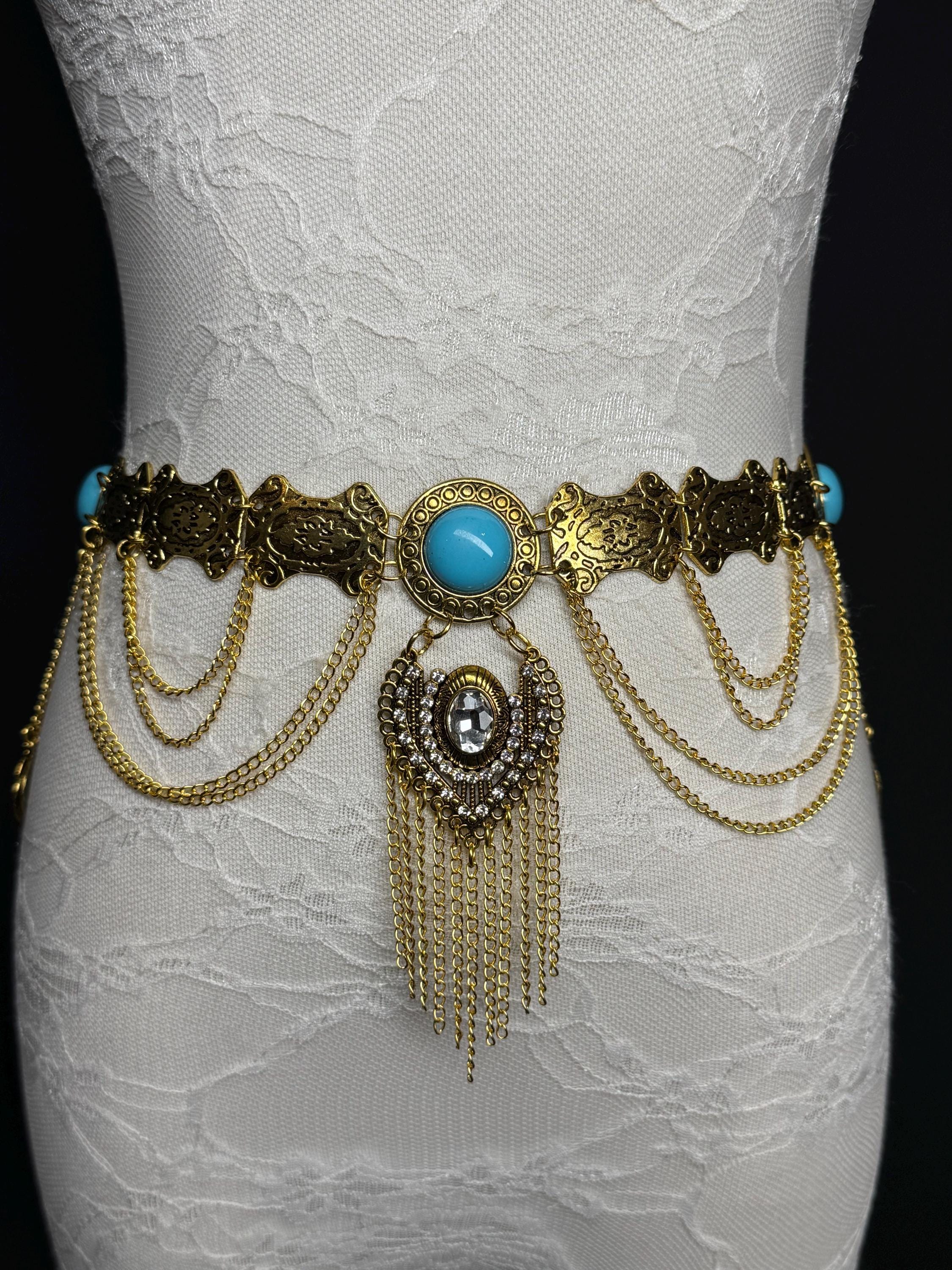 Antique Gold Belly Chain Belt, Handmade Costume Dance Belt  display picture 3