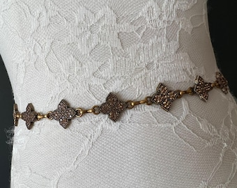 Ceinture très longue, ceinture chaîne avec strass, ceinture tendance, ceinture style vintage, ceinture chaîne avec strass, accessoire de ceinture, exclusivité mode fan, taille 2-36