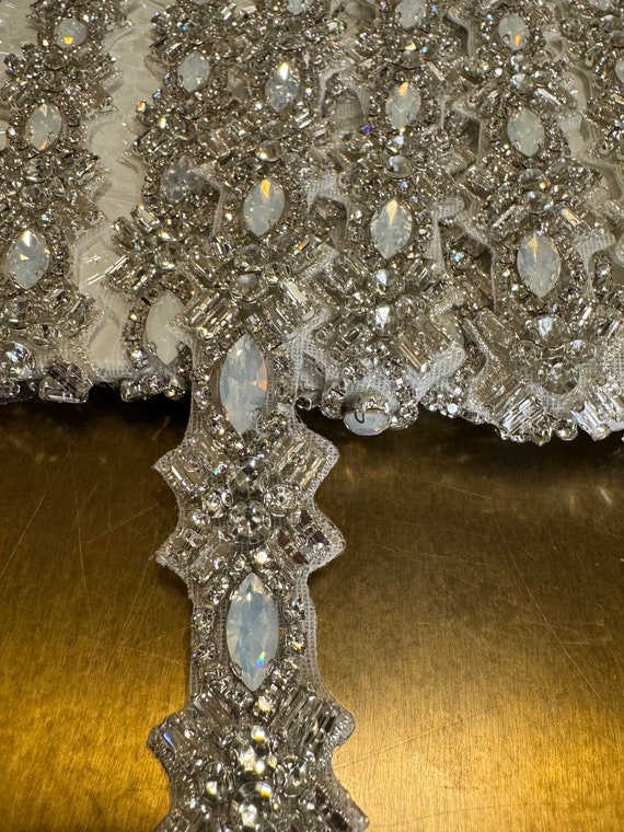 Rhinestone Wavey Diamante Trim, Wedding Dress, Bridal, Belt, Bridalwear, Wedding Dresses, Bead Applique, Silver, Sew On, Iron On, 2.8cm Wide
