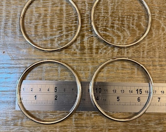 Rings, Metal Rings, Silver, Solid Metal Round Rings, clothing, swimwear, 8cm, 3 1/16” Metal Hoop Rings, Bags, Crafts, 0.5cm Thick Rim
