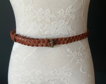 Accessoire de ceinture marron fauve tressé 15 mm - Taille 6-16. Ceinture tendance, Ceinture faite main, Haute qualité, Couleur beige chaud