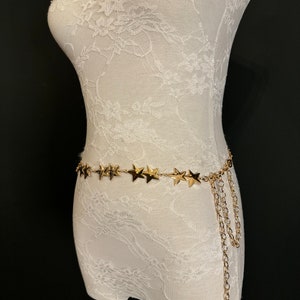 Cinturón de estrella extra largo, moderno, de metal, tallas para adolescentes, tallas XxxxL, hecho a mano, plateado y dorado.