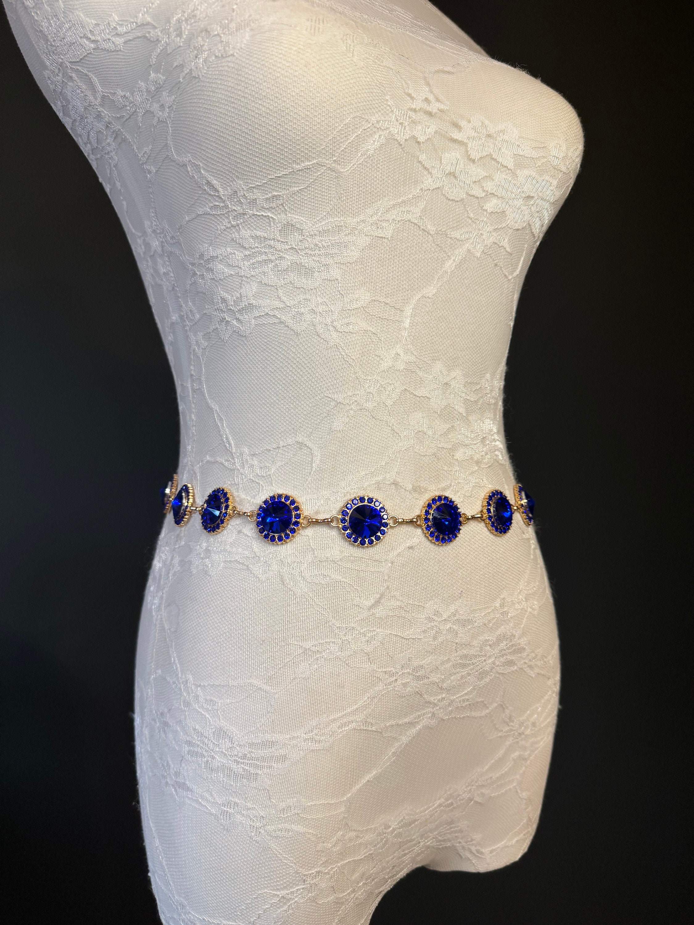 Diamanté encrusted pavé chain belt Harper Narrow Diamante Chain Bridal Belt main image 3