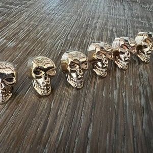4 stuks, 1,5 cm gouden metalen schedelschachtknoppen 1 cm x 1,5 cm, schedelknoppen