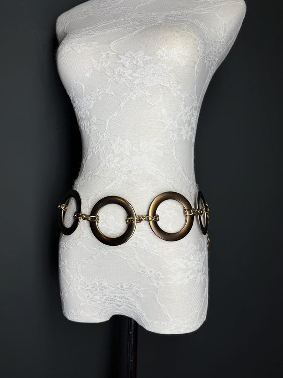 Ornate wide chain style belt. Celtic Belt, Bronze Chain Belt, Renaissance Wedding, Hip  main image 3