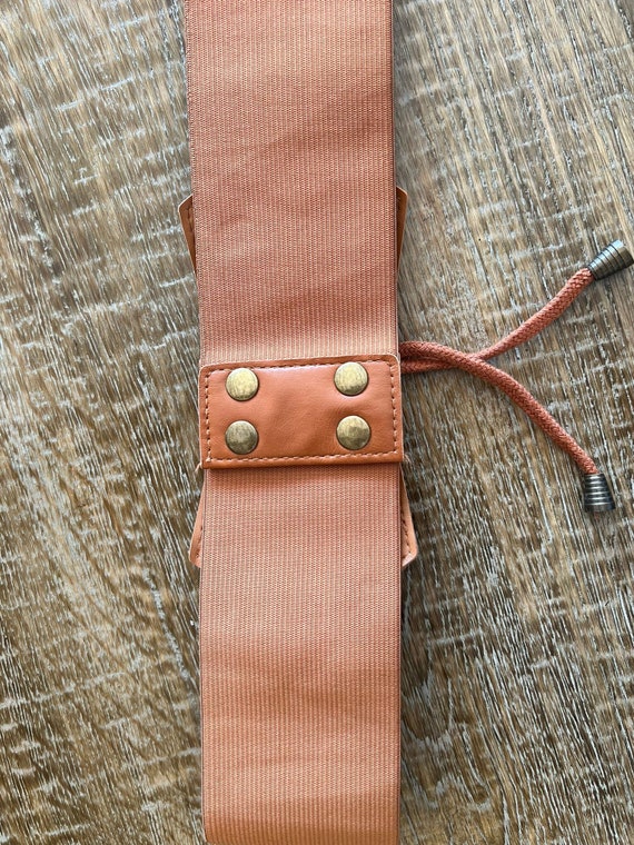 Light Tan Faux Leather Stretch Belt with Decorative Stone Insets The Stretch Belt, Tan & White – Blair main image 3