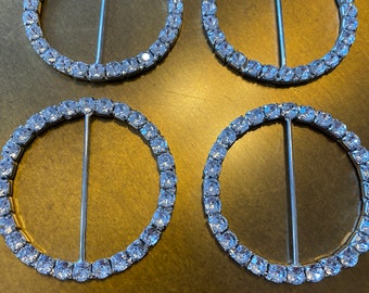 Fibbia diamantata, Fibbia rotonda con strass da 2,5", Fibbia in argento, Fibbie da 6,5 cm, Artigianato, Abiti, Confezione regalo