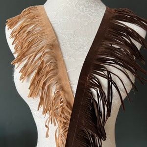 Kunst-Wildleder-Fransenborte 4,5 ”Breit, Braun, Kamelfarbe, Weiche Fransenbesatz, Wildleder-Quastenborte