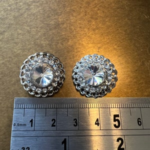 Buttons Jewel & Diamanté Rhinestone Shank Buttons, Silver finish, 17mm-27mm Size sewing buttons, Bridal Buttons, Handmade Premium Buttons image 5