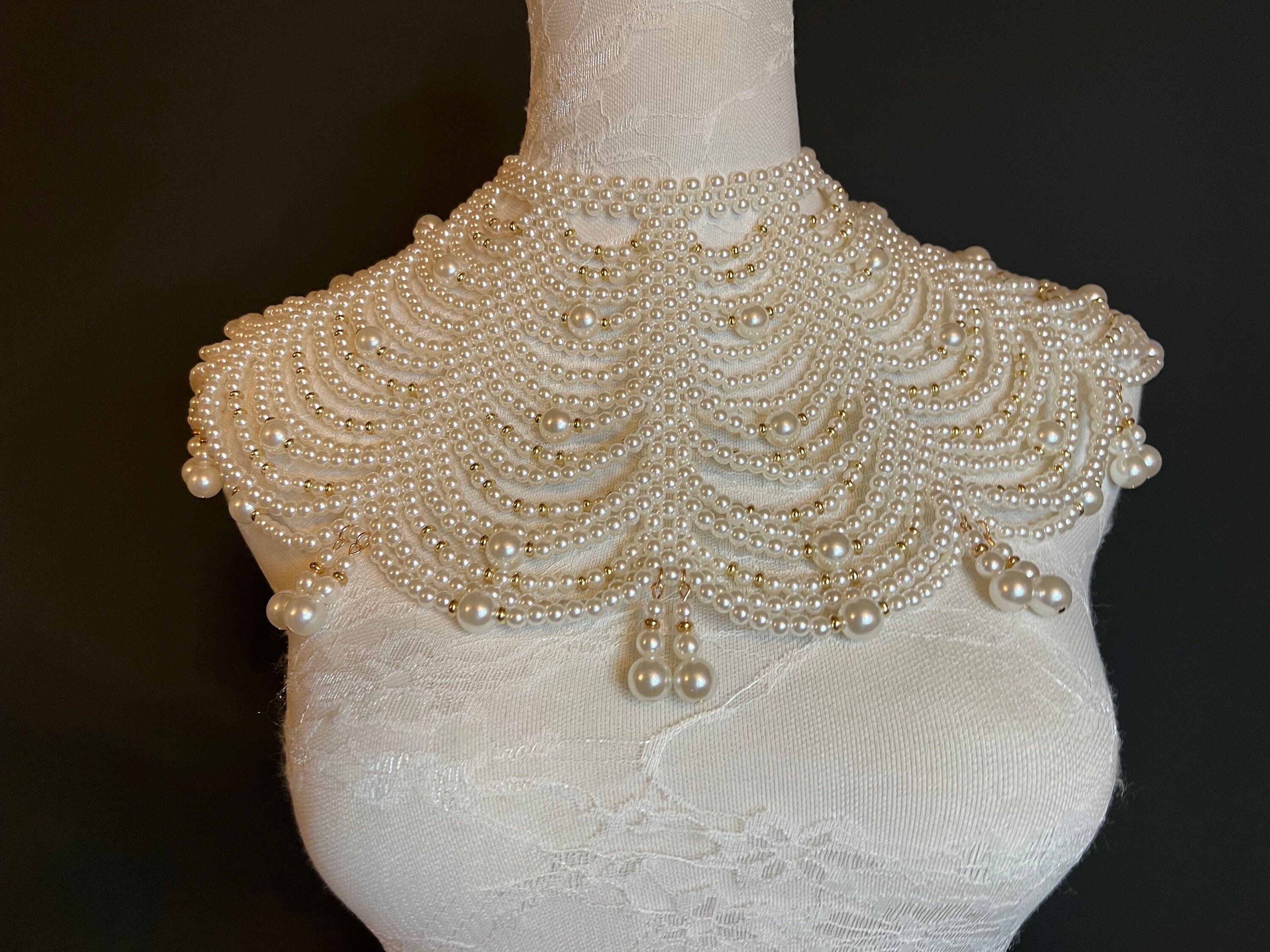 Pearl Shoulder Chain Body Jewellery, Bridal, Ivory, Pearls  display picture 1