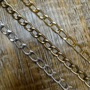 1 metre, 15mm Links Metal Chain, Light Weight Chain, Aluminium Chain, Antique Brass, Gold, Silver, Strong chain