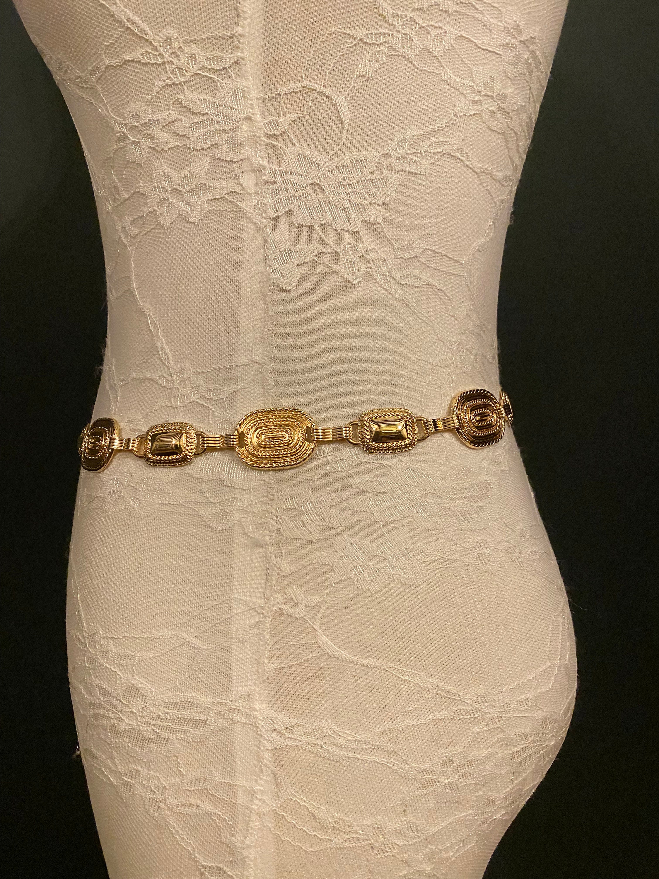 Vintage Hammered Metal Disc Chain Belt Adjustable Length Bronze & Silver Tones X-long Antique Brass Disc Belt, Silver, Metal Disc Belt  main image 2