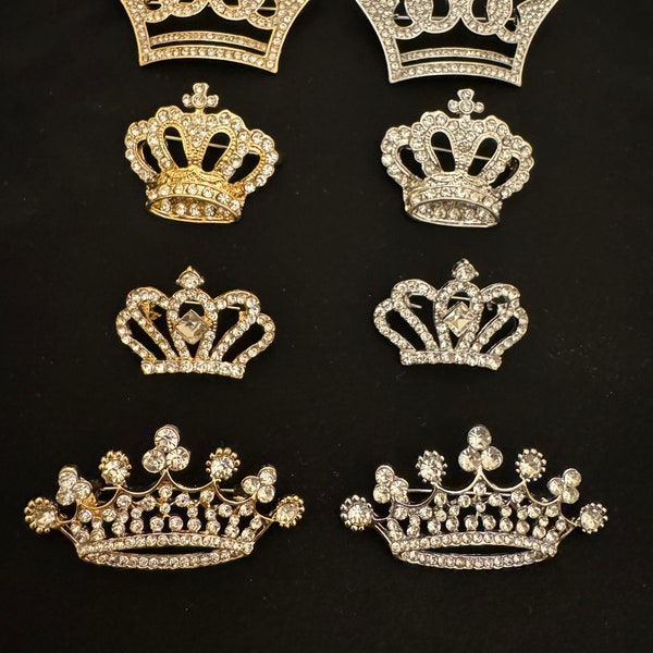 Brooch, Crown Diamanté Rhinestone Brooch, Pin on Brooches, Crown, Crown Brooch, Coronation, Jewels, Silver, Gold