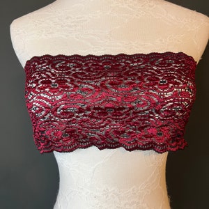 Dentelle, Dentelle rouge, Dentelle extensible, Dentelle de très haute qualité, Bordure en dentelle, Dentelle pour robe, Bande de dentelle, 5,5 po. de large, 14 cm de large, Lingerie