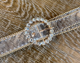 Belts, Transparent Belt, Clear Belt, Pearl Buckle Belt