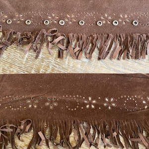 Frangia laterale finta, frangia marrone, larga 4", frangia con occhielli, abbigliamento, artigianato, boho