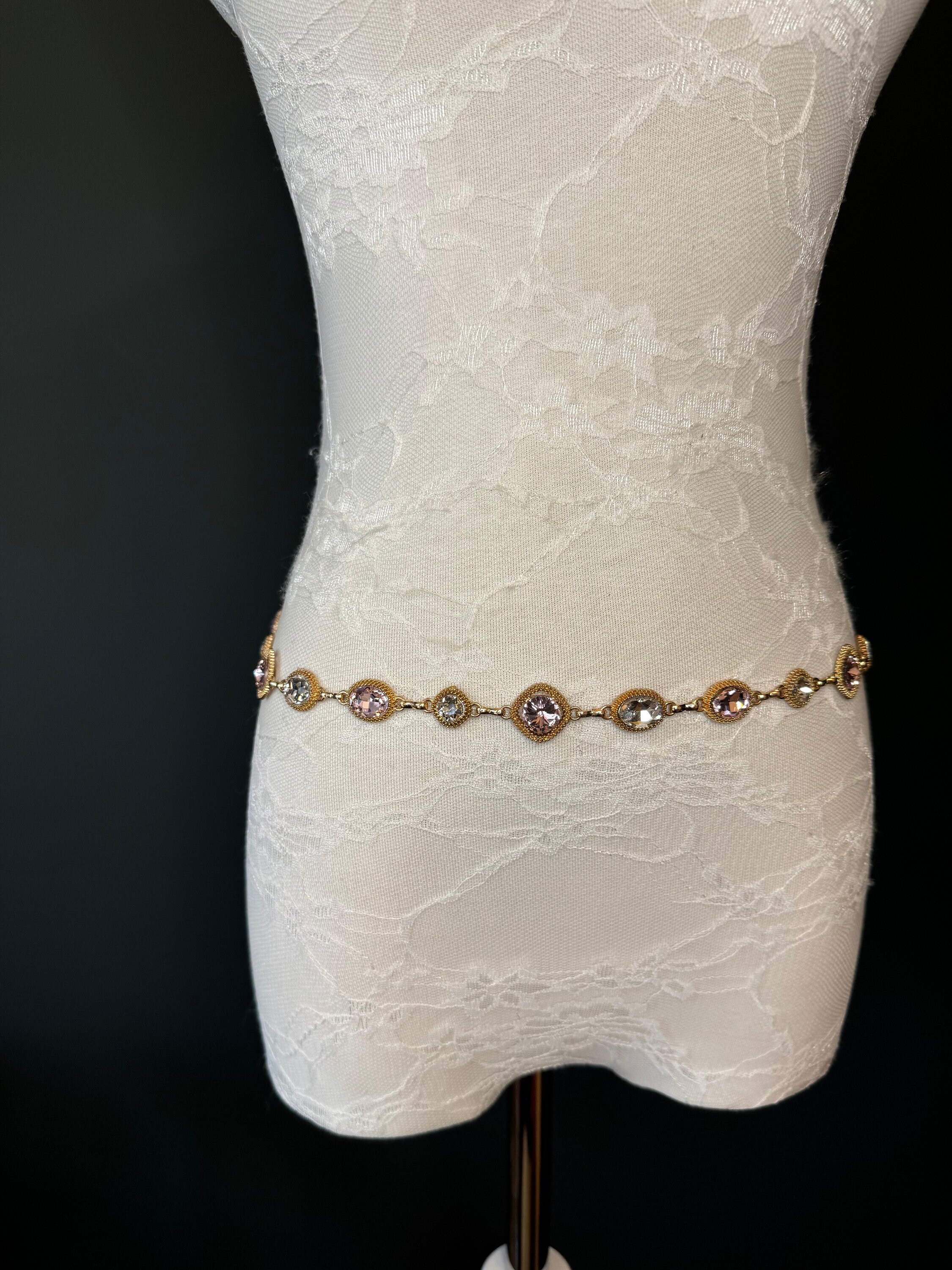 X-long Belt, Jewel Rhinestone Belt, Chain Belt, Vintage X-long Belt, Jewel Rhinestone Belt, Chain Belt, Vintage
