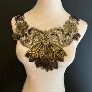 Gold-Applikation, Braut-Stil, Halsbesatz, Gold-Kragen, Vintage-Stil, Aufnähen, Kleidung, Kleider, Kunst, Basteln, Halsabnutzung