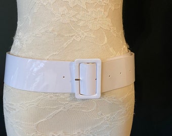 White belt, 2” Wide belt, Dress Belt, Fashion White Belt, UK 8-12