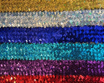 36mm Wide, Sequins Elastic, Stretch Sequins, Headbands, Crafting, 7 Colours, Costumes, Gold, Silver, Royal, Turq, Purple, Red, Cerise