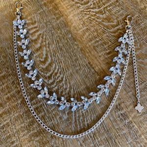 Jeans Kette, Punk Kette, Fashion Jeans Kette, Silber Jeans Kette Diamanté Jeans Kette, zweireihige Ketten, Geschenk
