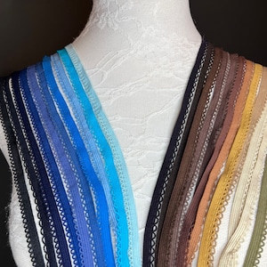 11mm Wide Picot Edge Elastic, Scallop Edging, Knicker Elastic, 45 Colours, Lingerie Elastic, Edging Elastic, Picot Trim, Underwear, Clothing
