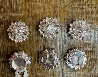 Buttons Covers, Jewel & Diamanté Rhinestone, Silver finish, Cuff Links, Faux Button, 27mm Size, Bridal Buttons, Handmade Premium Buttons
