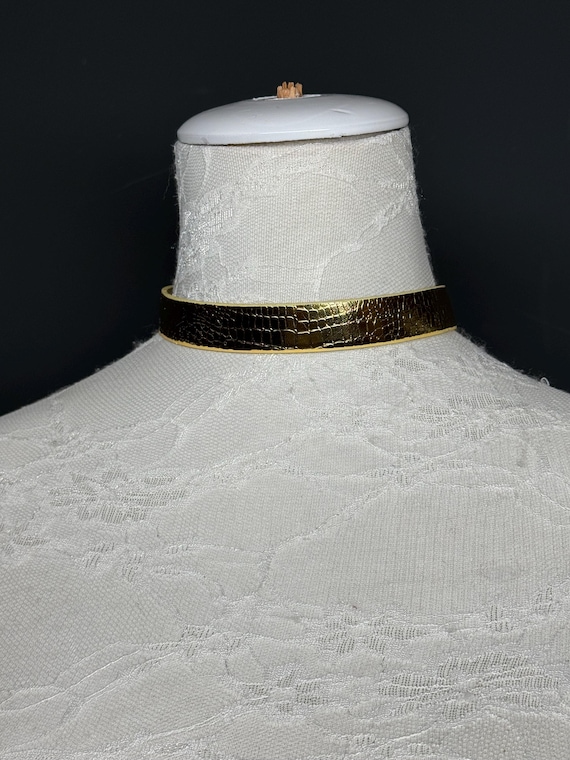 Gold Faux Leather Choker, Vegan Choker Necklace, Elegant Choker