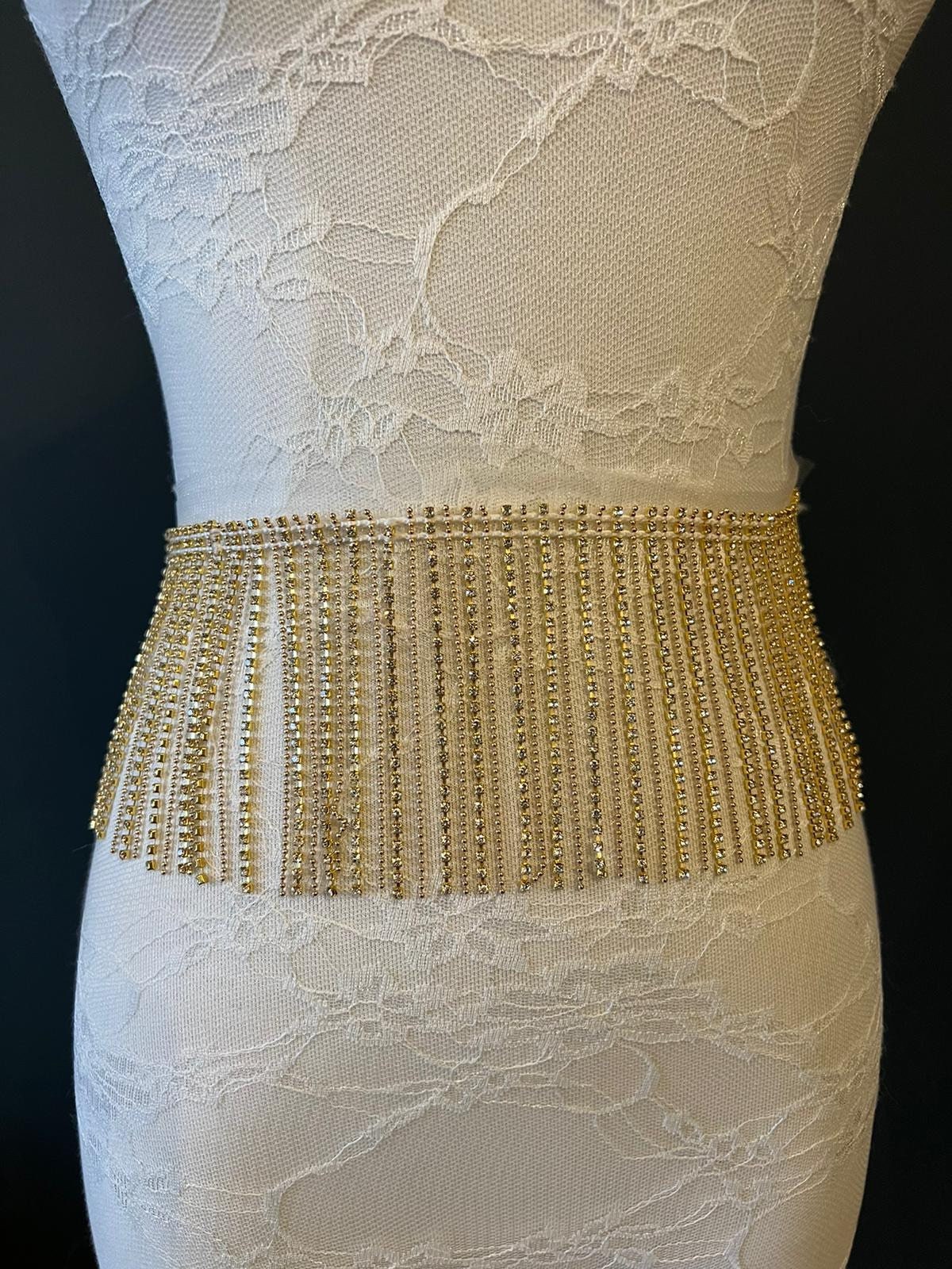 Gold Rhinestone Fringe Belt - Etsy