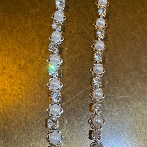 Perle & Strass Perlen Silber Gold Kette Trimmen Brautkleid Gürtel Braut Applikation, Diamanté Perlen-Kette, aufnähen, Riemen