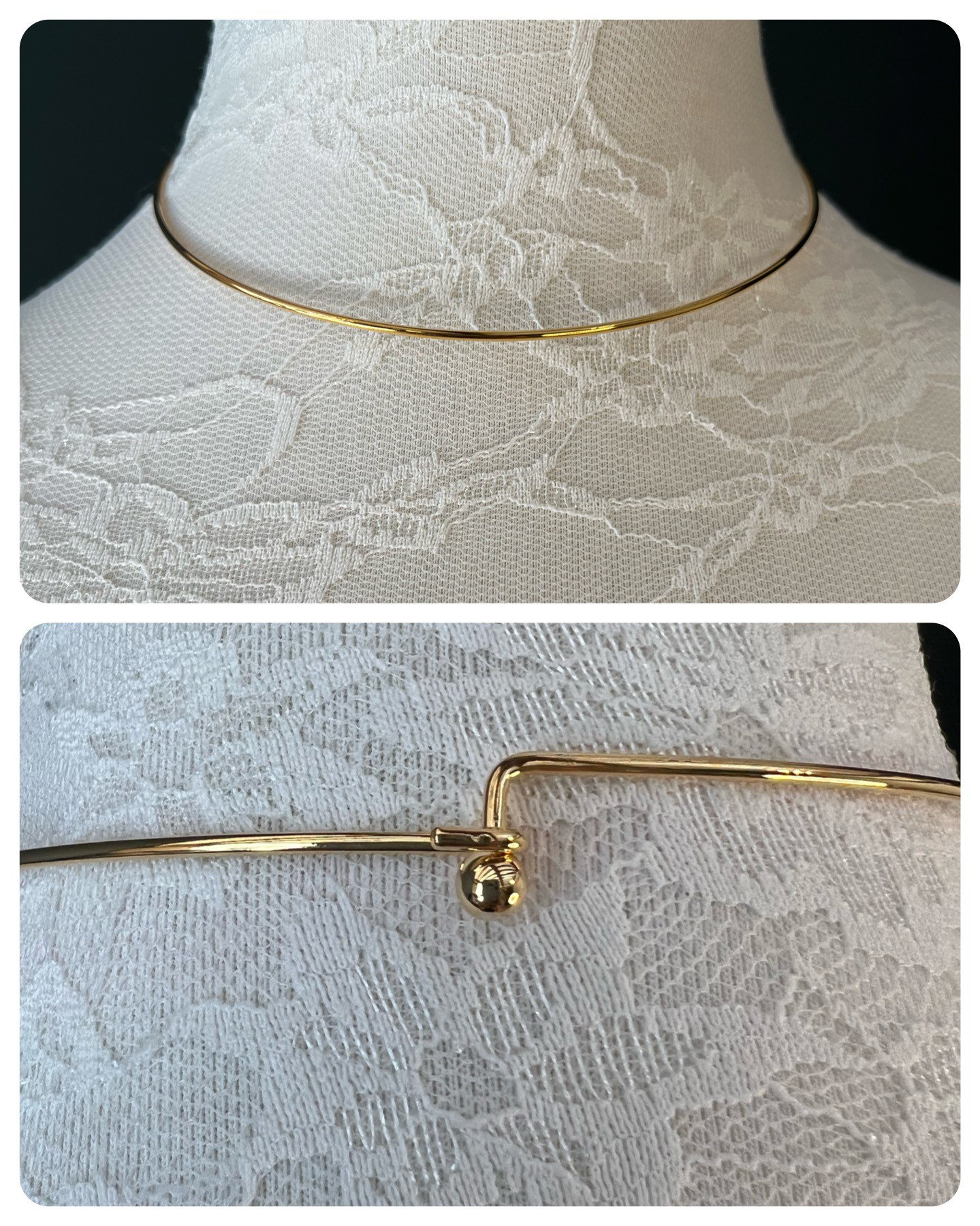 Choker in thick wire, Collar Neck-wire round Necklace, Easy lock Choker for  large Pendant. Plus Size to Petite