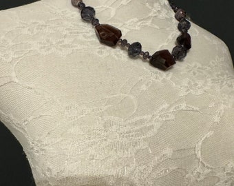 Beaded Necklace, Warm Dark Tone Beaded Necklace, Vintage Look, Jewellery, Body Jewellery, Statement Neckpiece