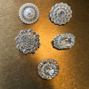 Boutons avec tige en strass bijoux et strass, Finition argentée, Boutons à coudre 17 mm-27 mm, Boutons de mariée, Boutons premium faits main image 10