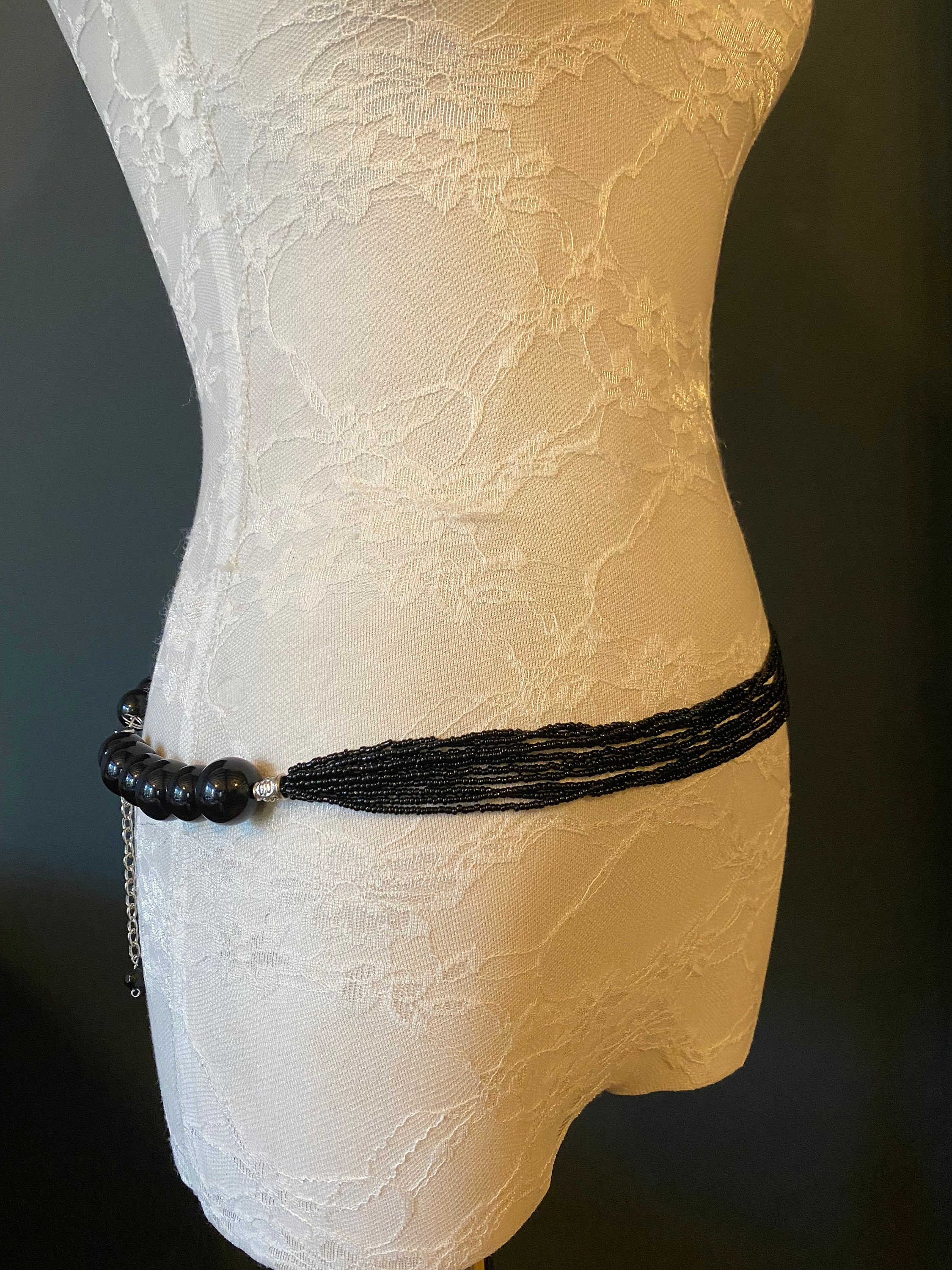 Beaded M/L Bugle Beaded Elastic Buttaneere Belt Belt- 1.75 main image 3