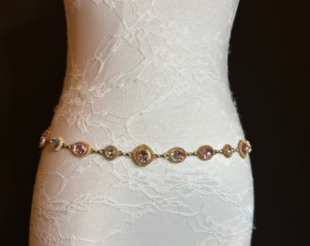 X-Long Belt, Jewel Rhinestone Belt, Chain Belt, Vintage Style Belt, Diamante Belt, Fashion Belt, Gift, Quality Belt, Elegant, Swimwear Belt