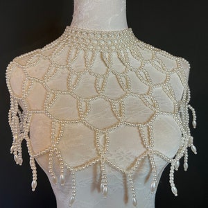 Bridal Pearl Shoulder Necklace, Vintage Wedding Shoulder Jewellery, Pearl Body Jewellery, Statement Neckpiece